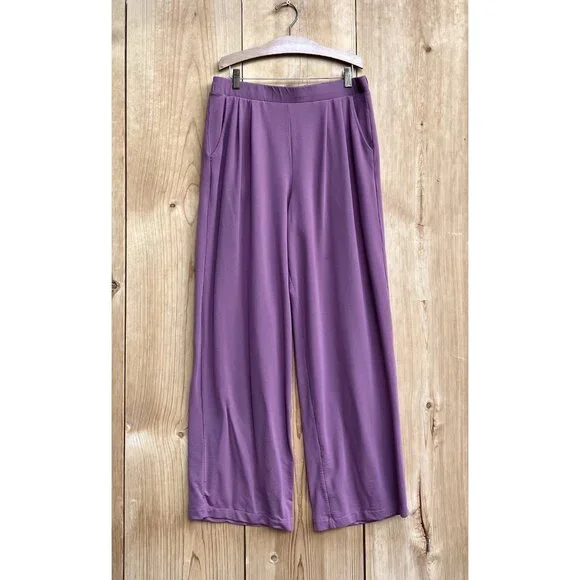 Garnet Hill Mauve Wide Leg Pull On Pants Sz Medium - Picture 6 of 6